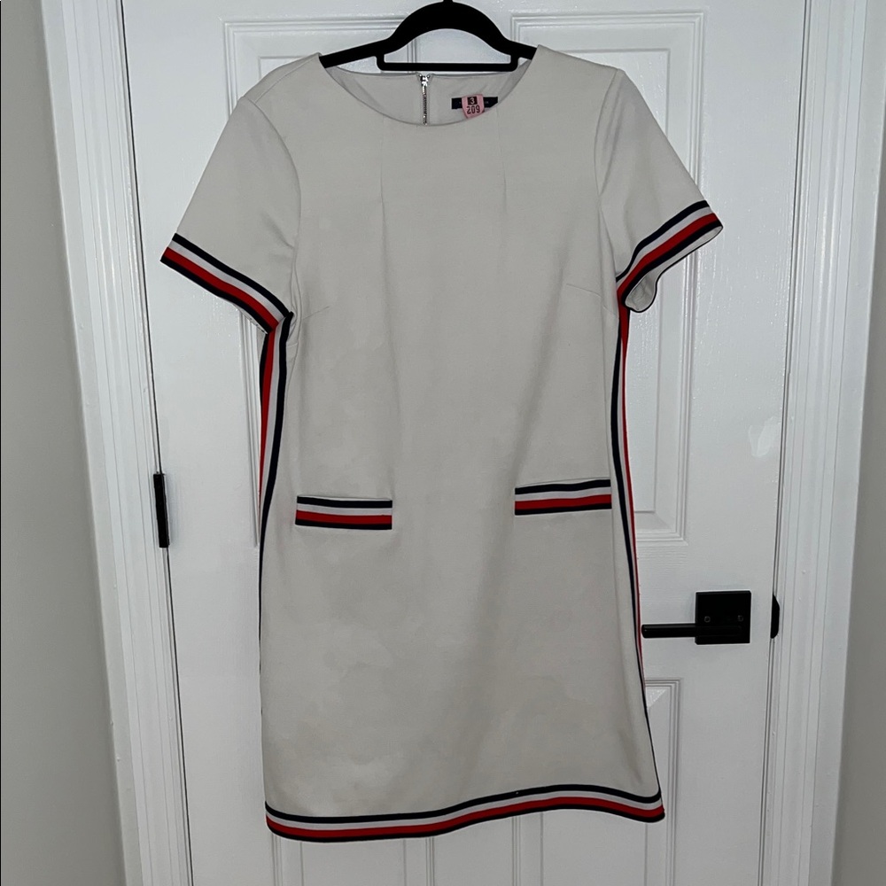 Tommy Hilfiger Cream/Off White Mini Dress with Red and Navy Trim